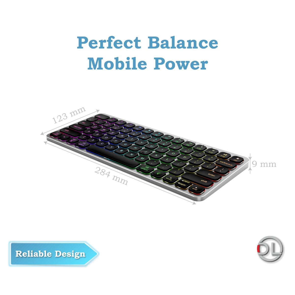 Durable aluminum construction and scissor keys on Dreilex 360 PRO keyboard
