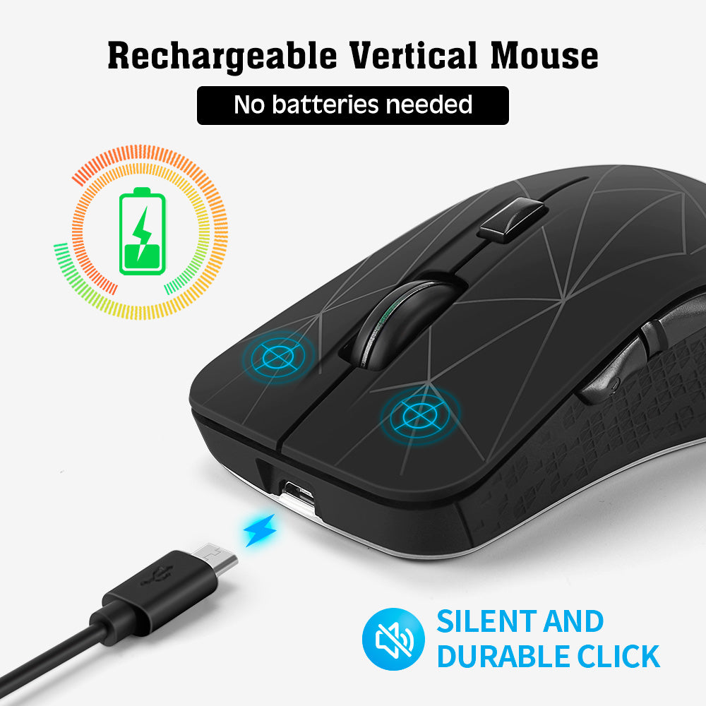 Rechargeable wireless mouse with Micro-USB cable connected
