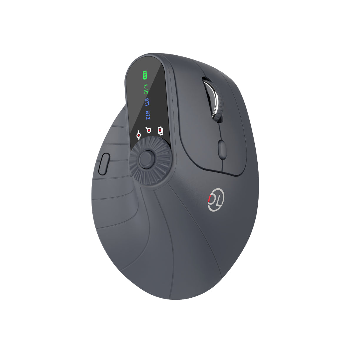 Dreilex PRO 360 vertical ergonomic wireless mouse in grey on office desk