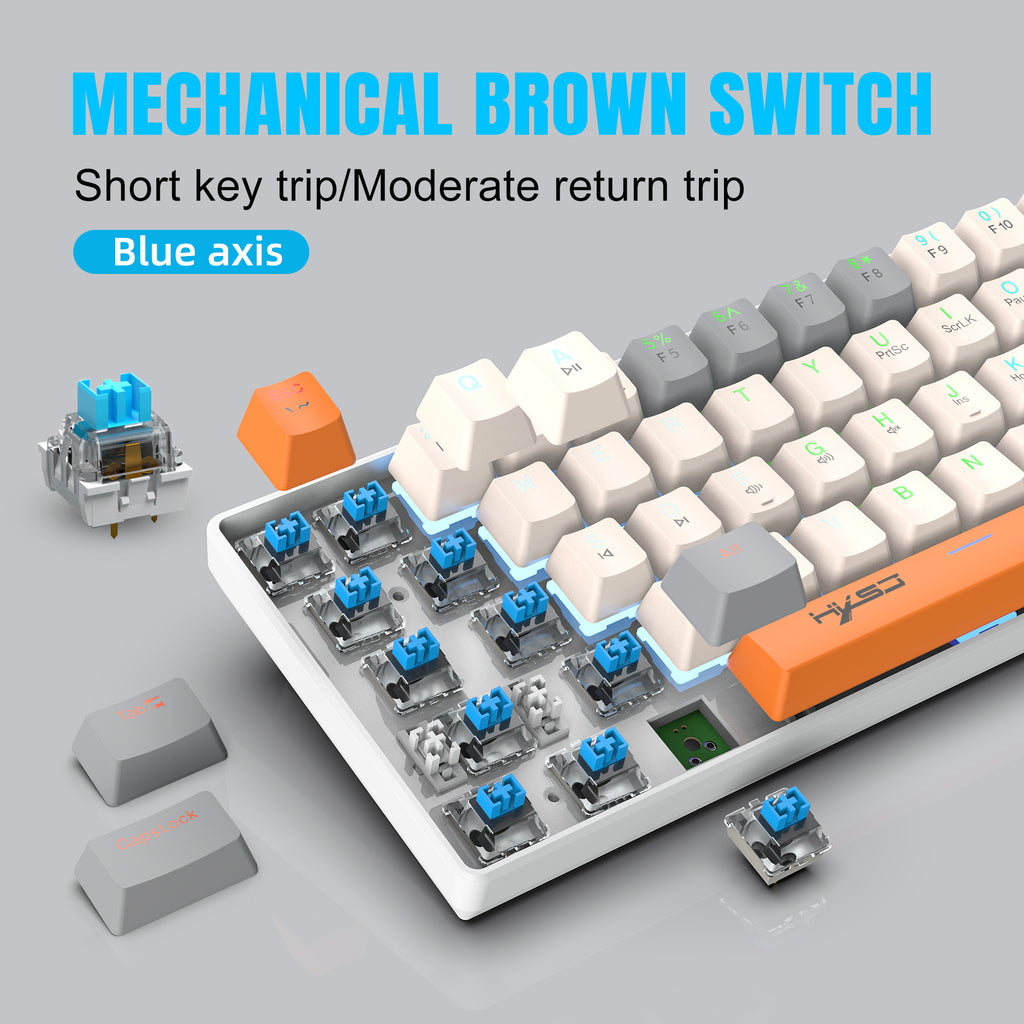 Close-up of hot-swappable brown mechanical switch on Dreilex V500 keyboard