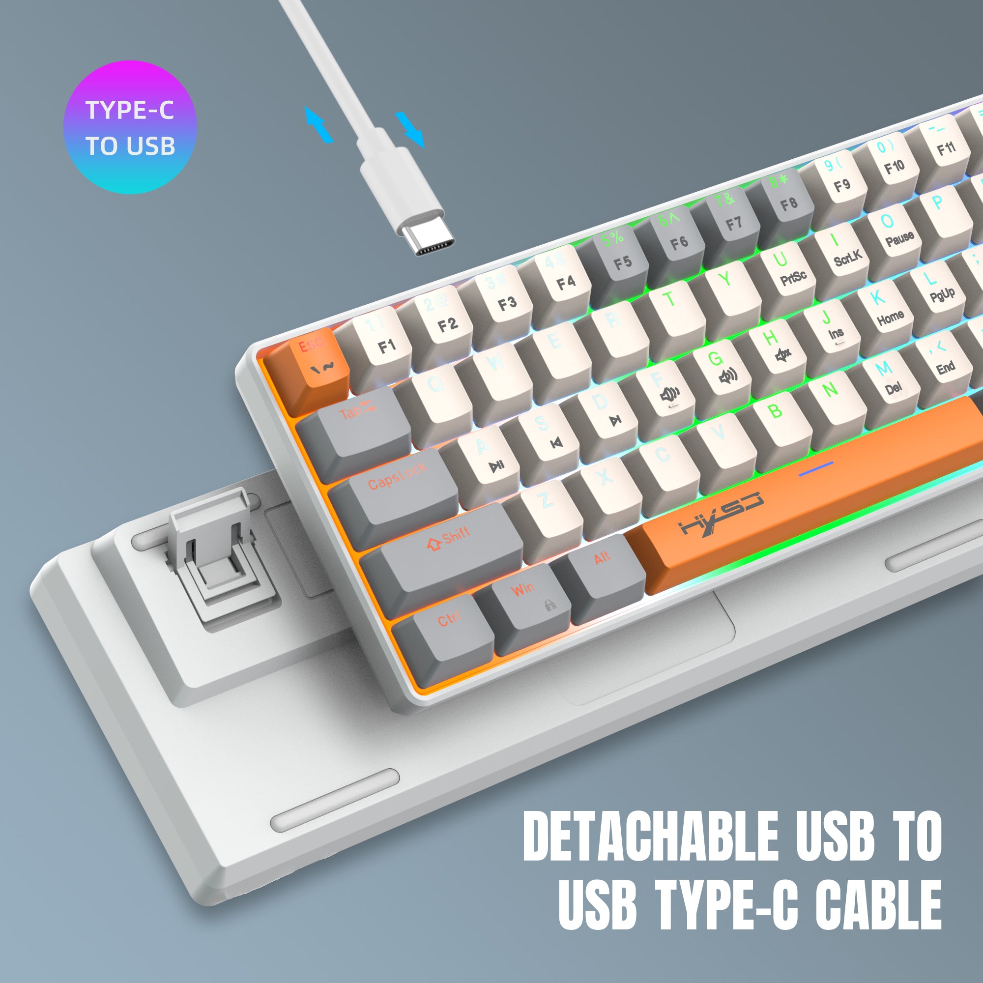 Detachable USB Type-C to USB-A cable for Dreilex V500 keyboard