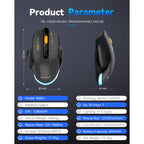 Dreilex MKESPN W601 Wireless Gaming Mouse – 12800 DPI, Macro, RGB, Silent