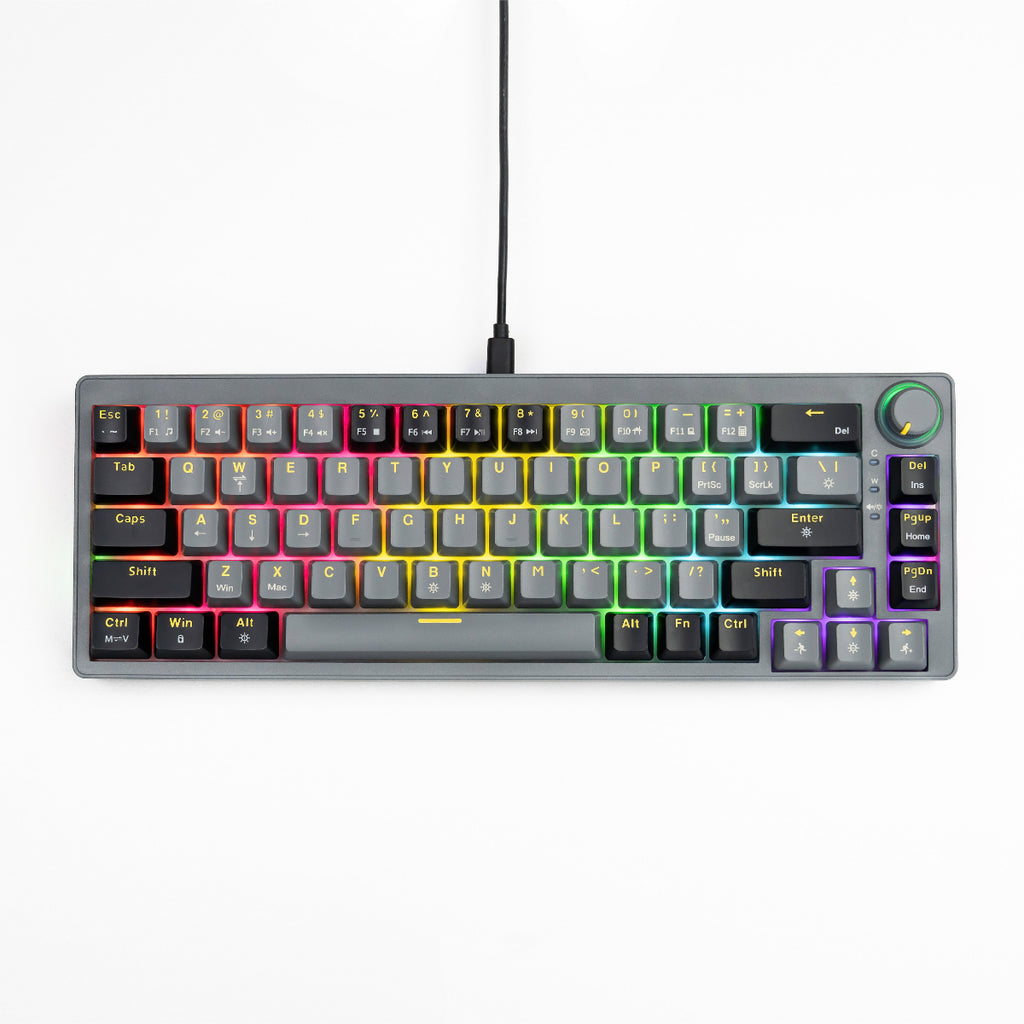 Dreilex Zifriend AG68 mechanical gaming keyboard with RGB lighting on minimalist desk setup